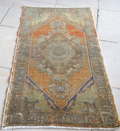 Mini Rug Small Area Rug Turkish Rug Oushak Rug Hand Made Rug Vintage Rug