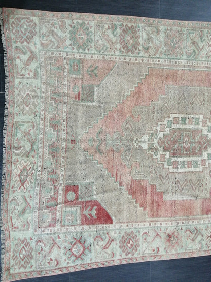 Muted Vintage Runner Rug 10.3 x 4.7  Hallway Runner Rug Kitchen Runner Rug Wool Runner Rug Wool Oushak Runner