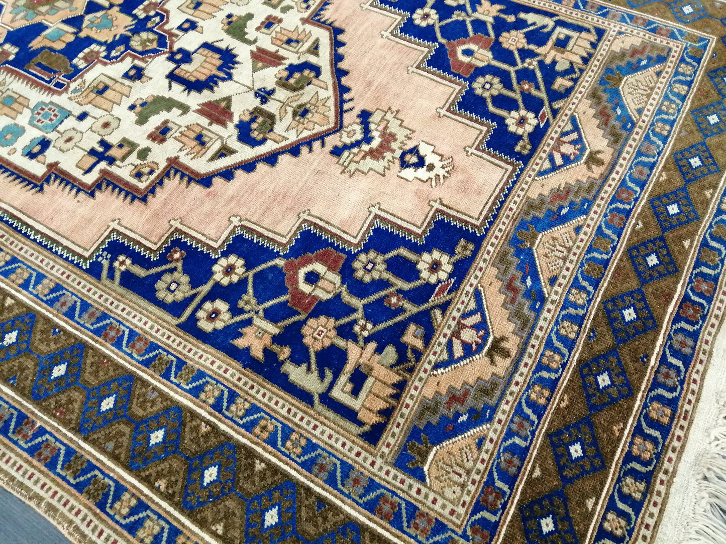 9.5 x 5 OUSHAK RUG Navy Blue TURKISH Oushak Rug Vintage Oushak Runner Rug Vintage Runner Rug Wool Oushak Rug Hand Made Rugs  Turkish Rug