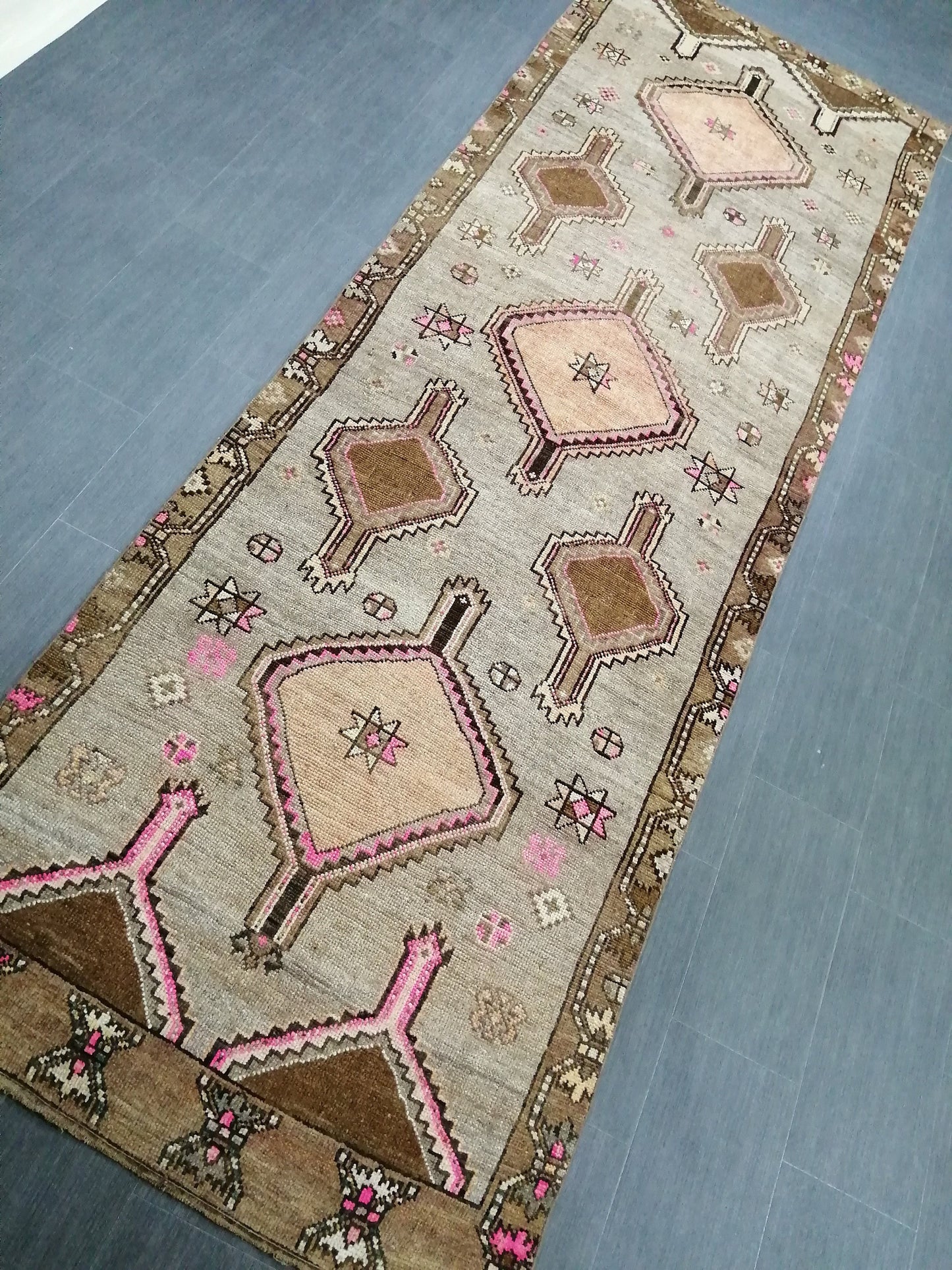 11.4 x 3.8 WOOL Oushak Runner Rug Turkish Runner Rug Vintage Runner Rug Hallway Runner Rug Kitchen Runner Rug Wool Runner Rug Wool Oushak