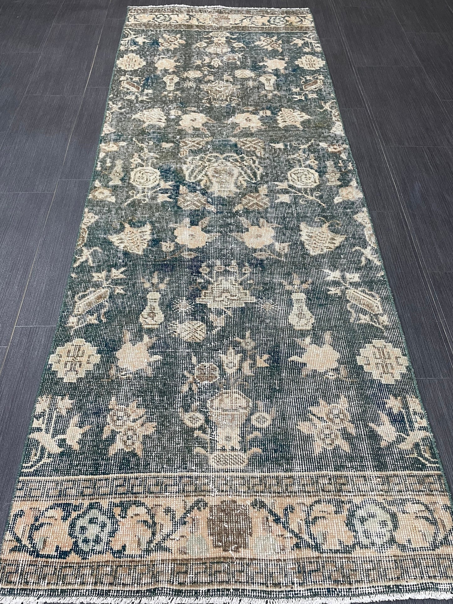 Vintage Runner Rug 2.5 x 7 Turkish Runner Rug Varigated  Brown Vintage Runner Rug Hallway Runner Rug Kitchen Runner Rug Wool Runner