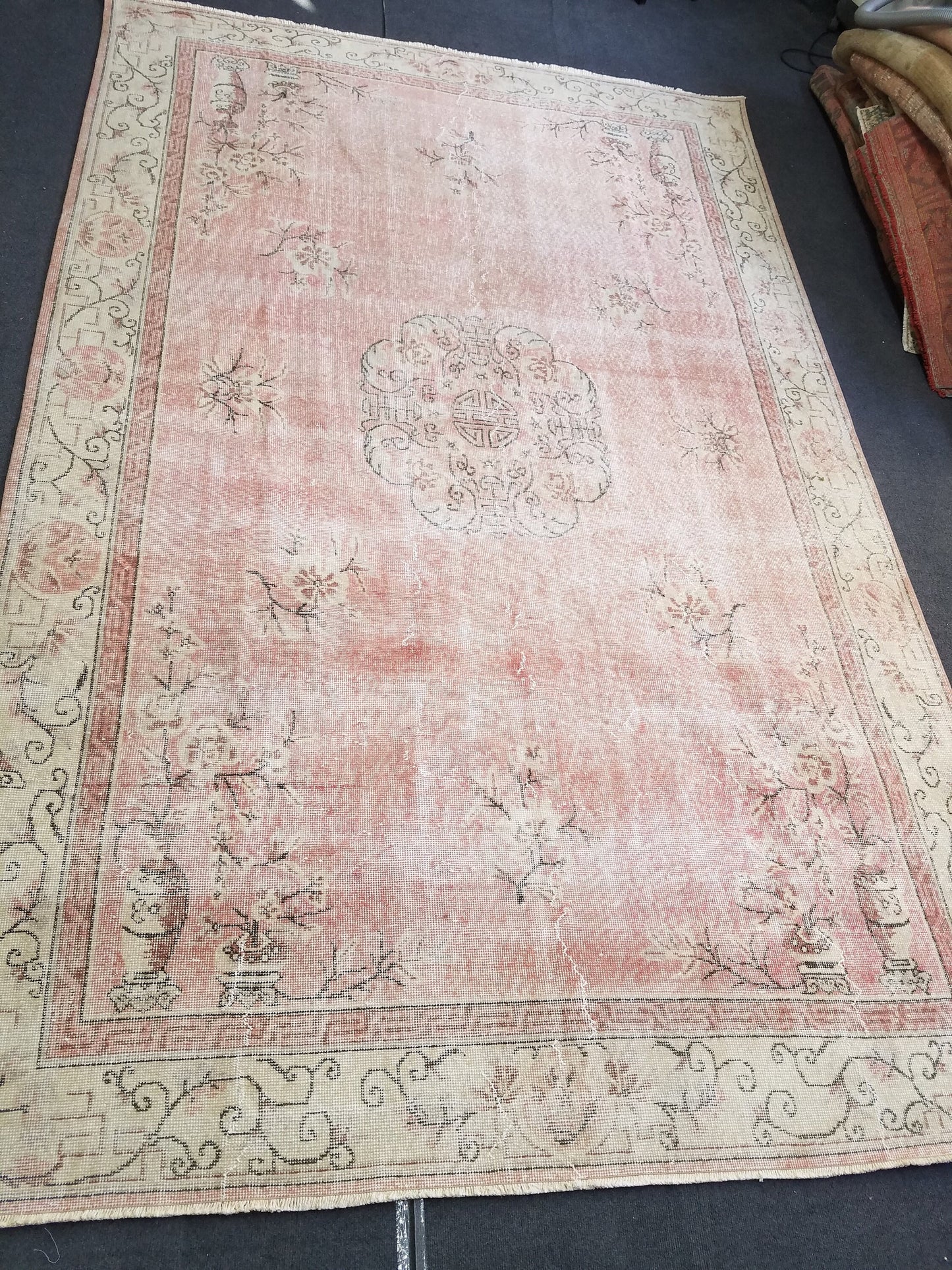 10'9x6'10 large oushak vintage rug,vintage oushak rug,large area rug