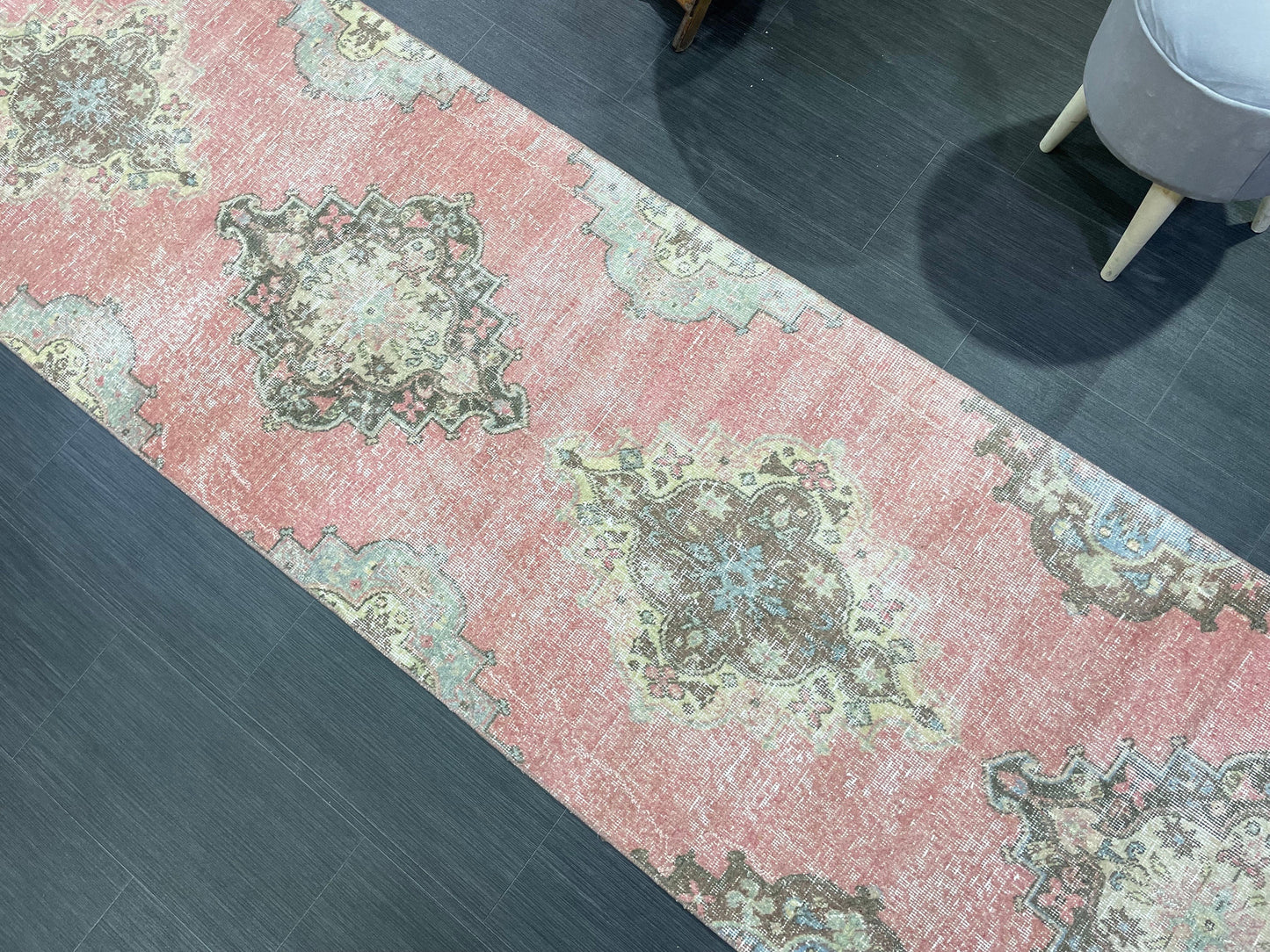 Turkish RUNNER Rug, Oushak 2.10 x 13.10 Runner Rug, Distressed Runner Rug, Wool Oushak Muted Rugs, Vintage Runner Rug,Handmade Rug Runner