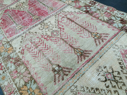 Oushak Runner Rug 4x11 Distressed Turkish Runner Rug Vintage Runner Rug Hallway Runner Rug Kitchen Runner Rug Wool Runner Rug Nomad Rug