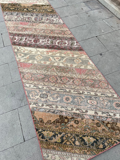 Vintage Runner Rug 2.7 x 22 ft Extra Long  TURKISH Runner Rug Vintage Runner Rug Oriental Runner Rug Patchwork Runner Hand Knotted Runner