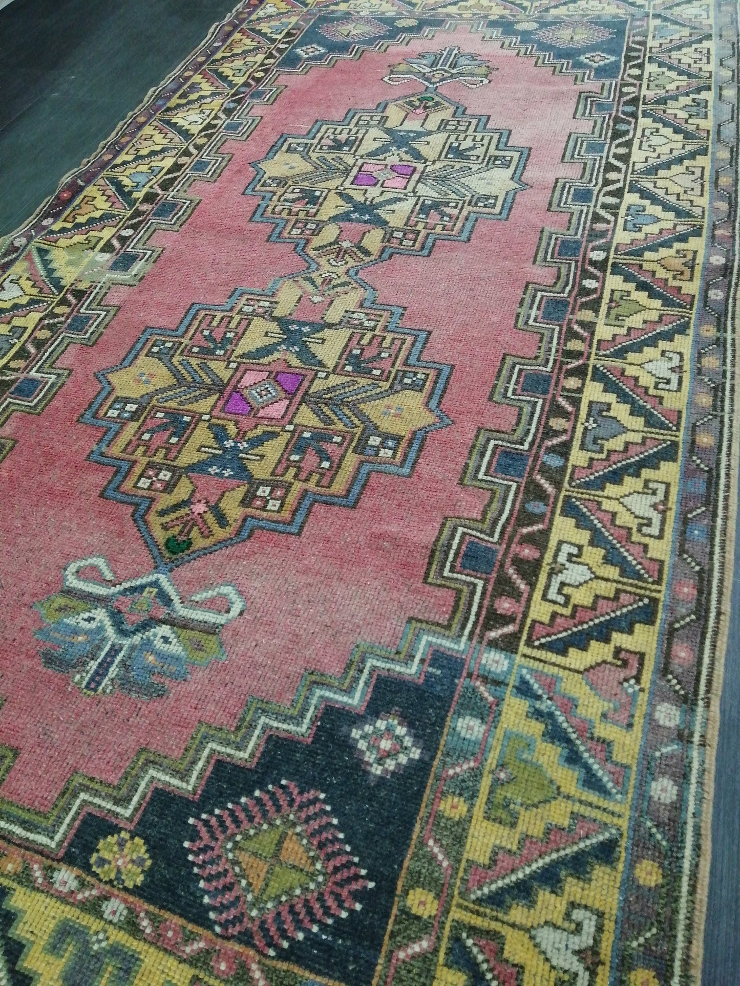 Vintage Rugs 4 x 7.4 TURKISH HAND MADE Rugs Vintage Turkish Rugs   Oushak Rug Turkish Oushak Rug, Vintage Oushak Rug, Wool Rug