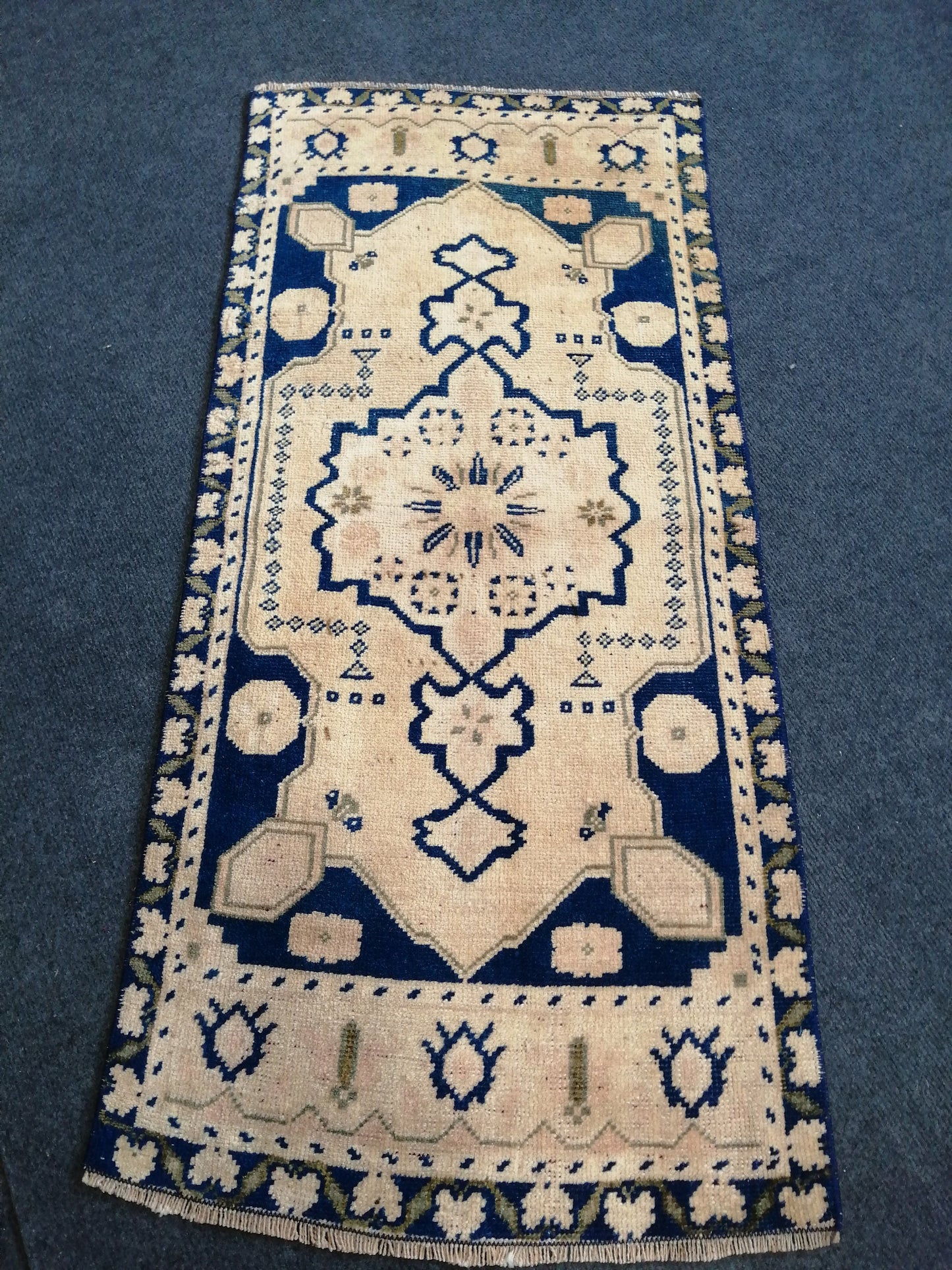 Small Turkish Rug Bathroom Rug Vanity Rug Powder Room Rug Hand Knotted Rug Oushak Rug Hand Made Rug Vintage Rug Door Mat