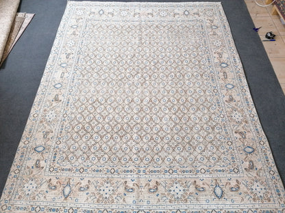 persian wool rug 6'4x8 distressed blue rug, turkish living room rug, handmade rug