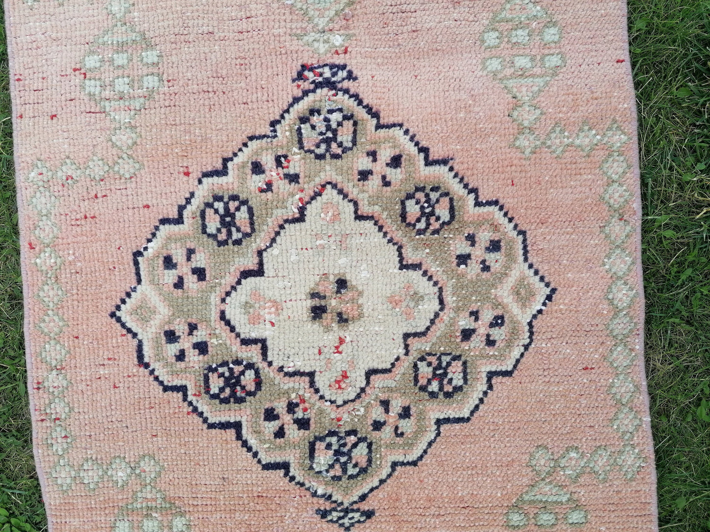 2.3x9.5 feet oushak turkish runner rug, vintage handmade wool runner rug, hallway runner rug, kitchen runner rug, bathroom floor runner