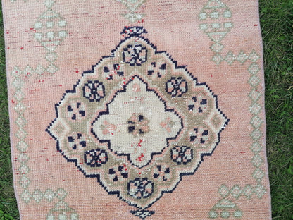 2.3x9.5 feet oushak turkish runner rug, vintage handmade wool runner rug, hallway runner rug, kitchen runner rug, bathroom floor runner