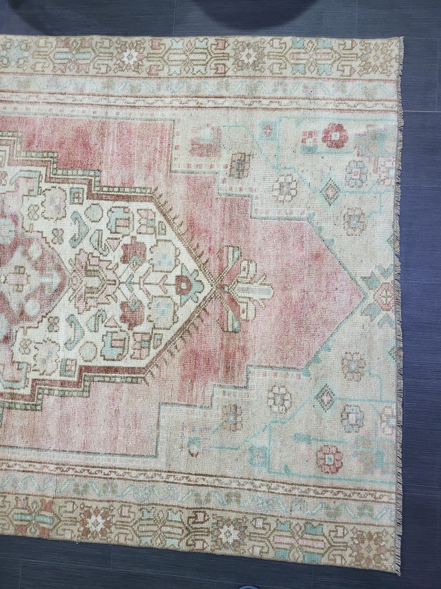 Antique Rug, Muted TURKISH RUG, 4.5 x 8.2 VINTAGE Rug, Living Room Rug, Oushak Rug, Handmade Rug, Earth Tones rug, Persian Rug,farmhouse rug