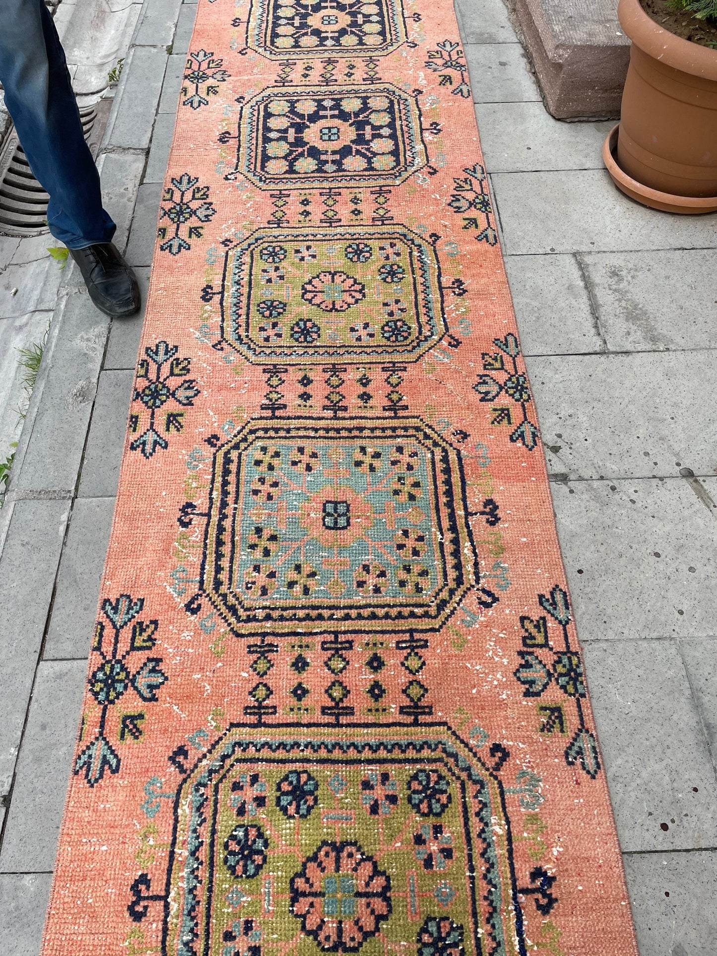 Long Vintage Runner TURKISH Runner Rug 2.6 x 21 Handmade Runner Rug XL Oriental Runner Rug Staircase Hand Knotted Runner rug