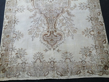 6.2 x 9.9 Vintage Rugs TURKISH HAND MADE Rugs Vintage Turkish Rugs  Muted 6x10 Rug Neutral Turkish Oushak Rug Vintage Oushak Rug, Wool Rug