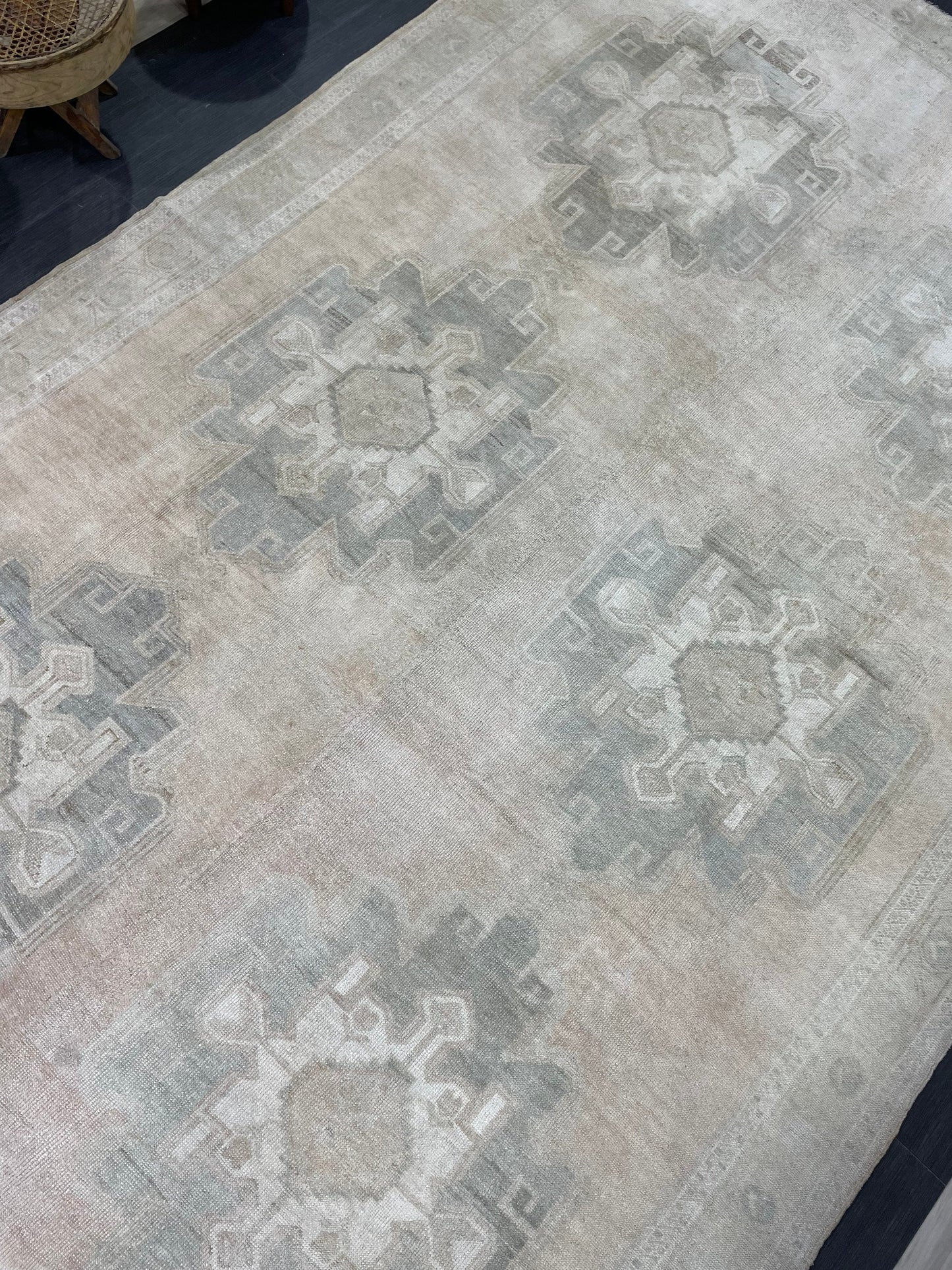 Vintage Rug, Wool TURKISH Rug, Muted Handmade 7.8 x 12.7 Rug, Hand Knotted Rug, Oushak Rug, Vintage Oriental Rug, Muted Persian Rug