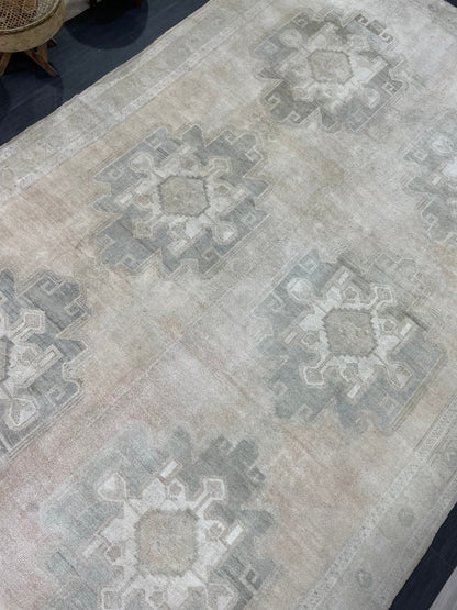 Vintage Rug, Wool TURKISH Rug, Muted Handmade 7.8 x 12.7 Rug, Hand Knotted Rug, Oushak Rug, Vintage Oriental Rug, Muted Persian Rug