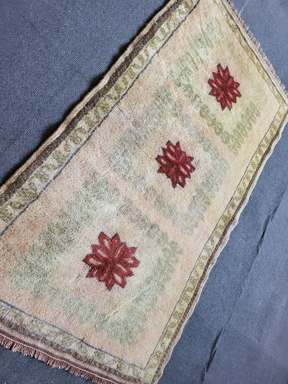 Handmade Muted Rug, Hand Knotted 2.3 x 4.2 Rug, Oushak Rug, Rustic Rug, Vanity Rug, Turkish Rug, Farmhouse Rug, Vintage Rug, Wool rug