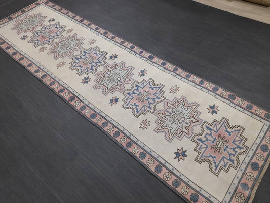 Hand Knotted Runner Rug 2.6 x 9 Vintage Turkish Runner XL Vintage Oriental Runner Rug Oushak Runner Rug Plush Soft Wool Runner Hand Made Rug