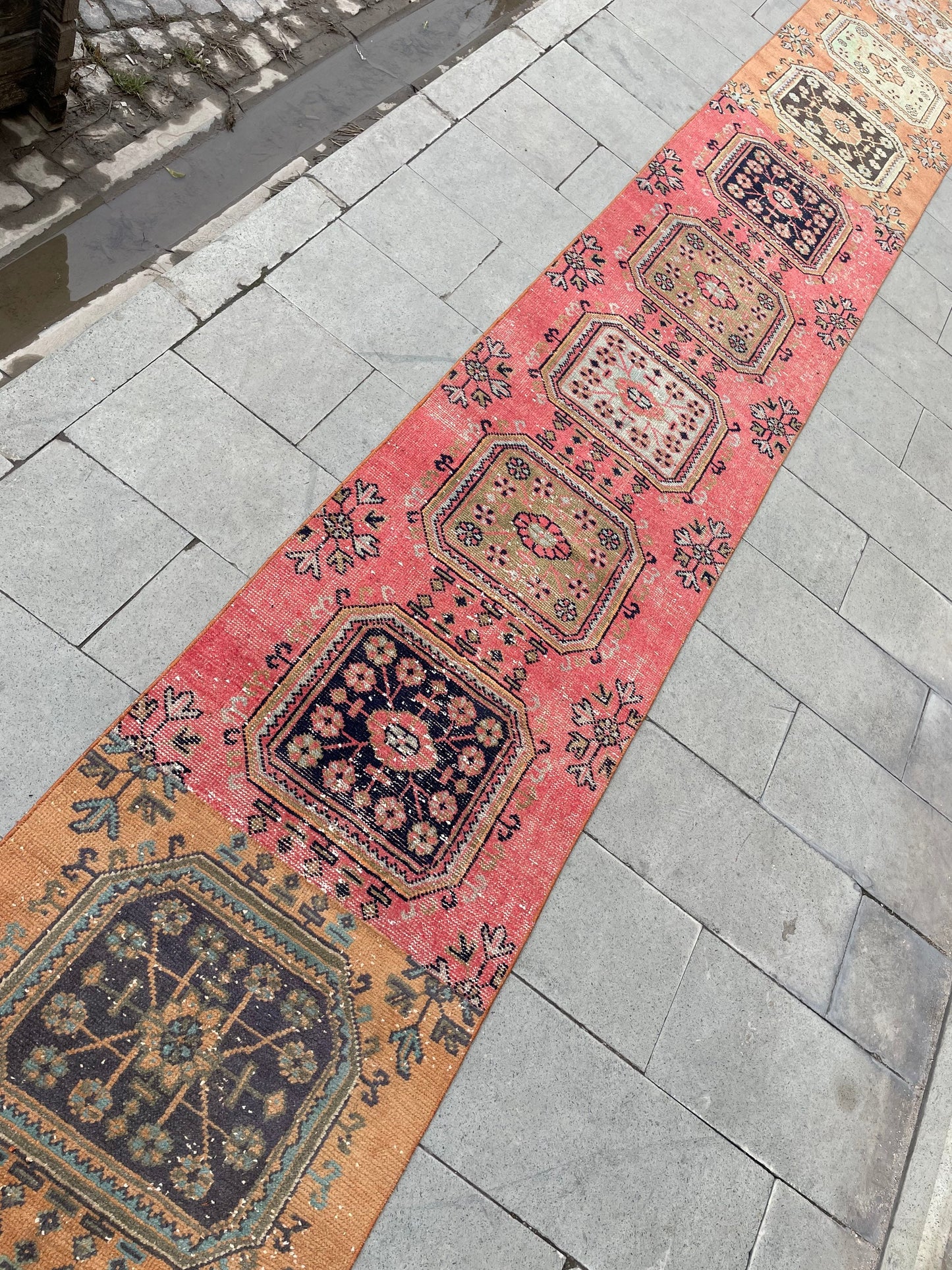 Handmade Staircase Runner Rug 2.6 x 30 ft Extra Long TURKISH Runner Rug Vintage Runner Rug Oushak Runner Rug  Runner Hand Knotted Runner