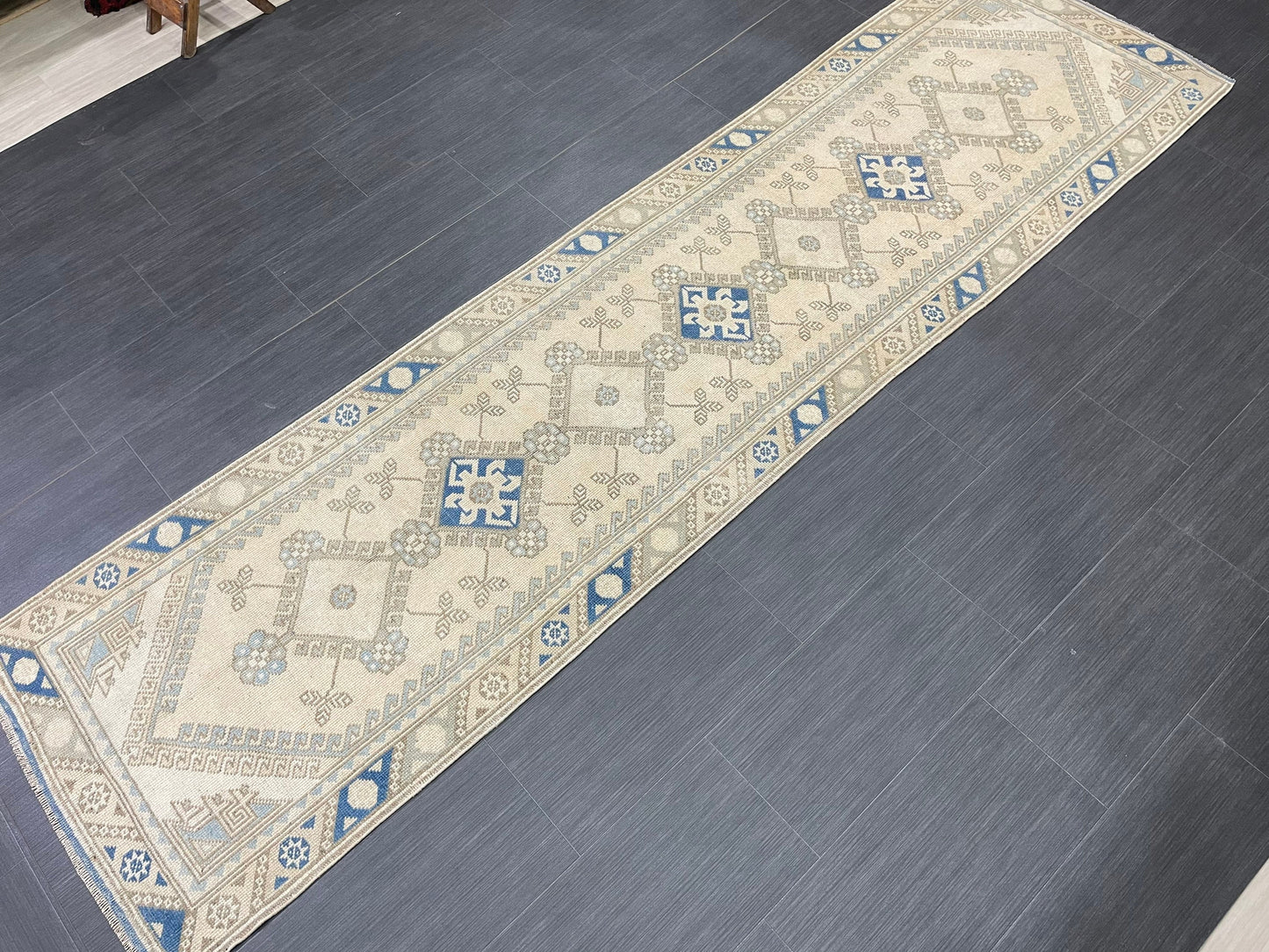 Muted Vintage Runner Rug Hallway 2.5 x 9.3 Runner Rug Kitchen Rug Runner Wool Runner Rug Oushak Runner Rug Turkish Runner Medium Wool Pile