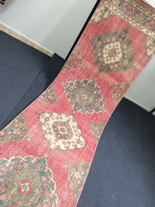 12.5 x 2.8 Oushak Runner Rug Turkish Runner Rug Vintage Runner Rug Hallway Runner Rug Kitchen Runner Rug Wool Runner Rug Wool