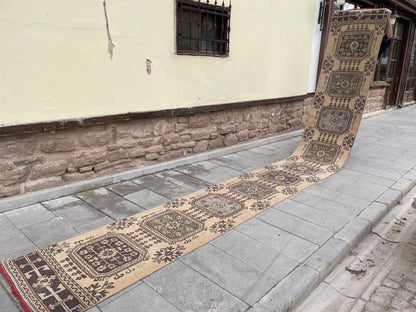 Long Vintage Runner Rug, Stairs Runner Rug 2.5 x 20 ft, Handmade Runner Rug, XL Oriental Runner Rug, Staircase Hand Knotted Runner