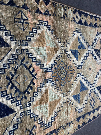 Old Turkish Rug, Oushak Rug, Wool Oriental Blue Rug, Oushak Runner Rugs, Farmhouse Rug, Vintage Rug, Vintage Rug, Hand Made Rug