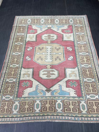 Wool Oushak Rug Vintage Rug Muted Vintage 6x8 ft Rug Wool Oriental Rug Handmade Rug Vintage Turkish Rug Muted Persian Wool Rug