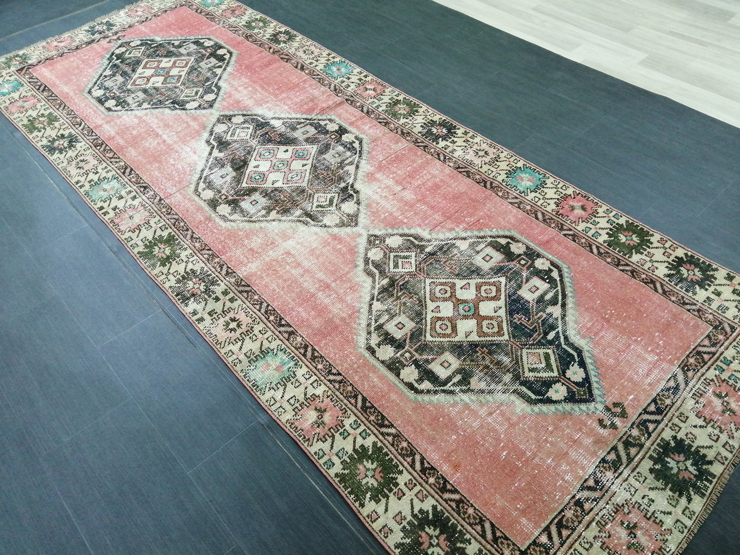 10.4 x 4 Oushak Runner Rug Turkish Runner Rug Vintage Runner Rug Hallway Runner Rug Kitchen Runner Rug Wool Runner Rug Wool Oushak Rug