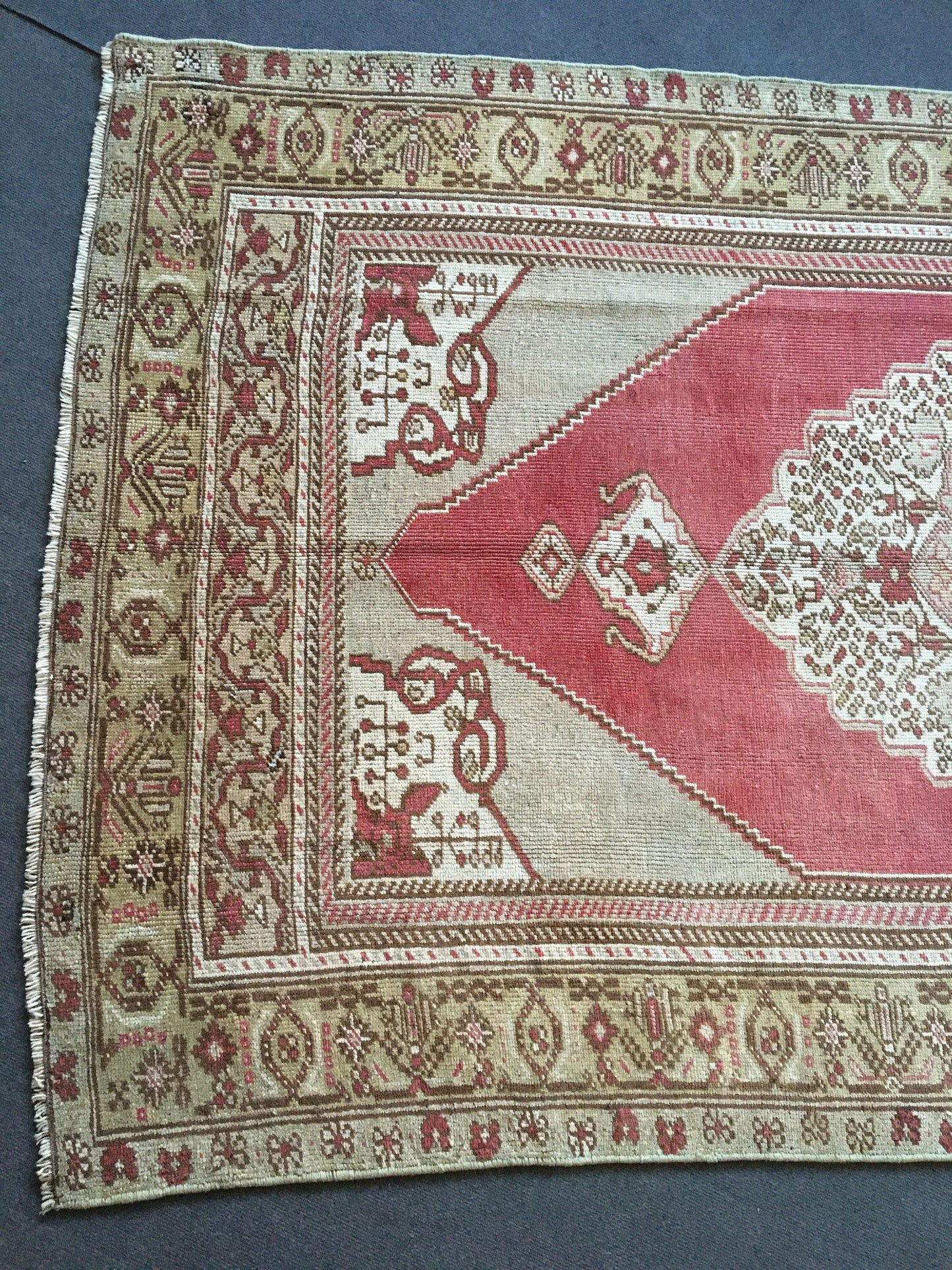 5x8 feet oversize turkish muted anatolian rug, handmade wool largest living room area rug, vintage big size red dining kitchen antique rugs