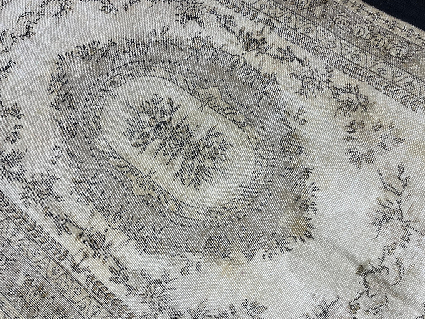 Neutral RUG Vintage Rug 6.7 x 10 ft Vintage Neutral Persian Rug Muted Wool Oriental Rug Blue Handmade Rug Distressed Turkish Antique Rug