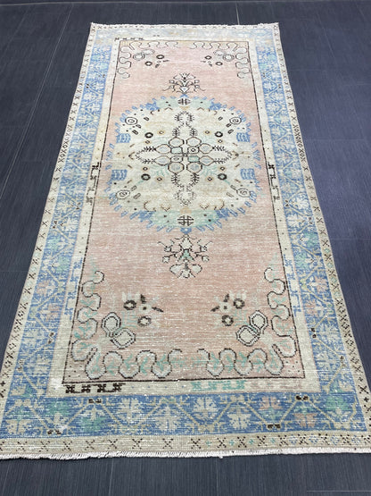 Handmade Oushak 3.2 x 6.8 Rug Handmade Rug Turkish Rug Hand Knotted Rug Muted Turkish Rug, Farmhouse Rug, Vintage Rug, Wool rug