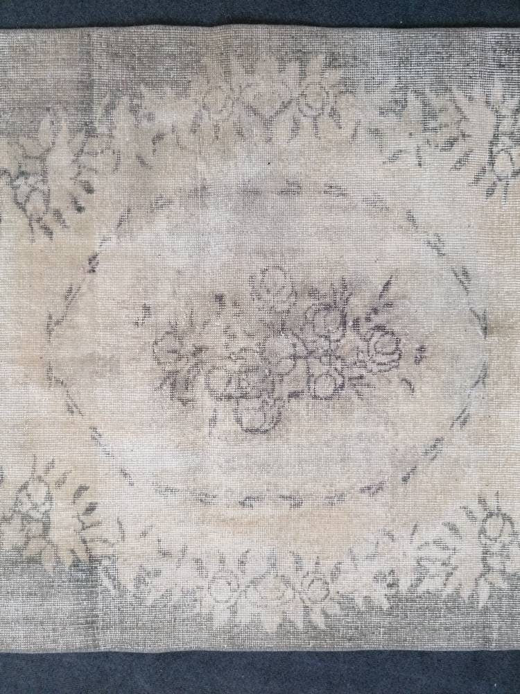 Turkish rug, oushak rug 3'8x6'6 vintage rustic rug, vintage oushak rug, kitchen area rug,