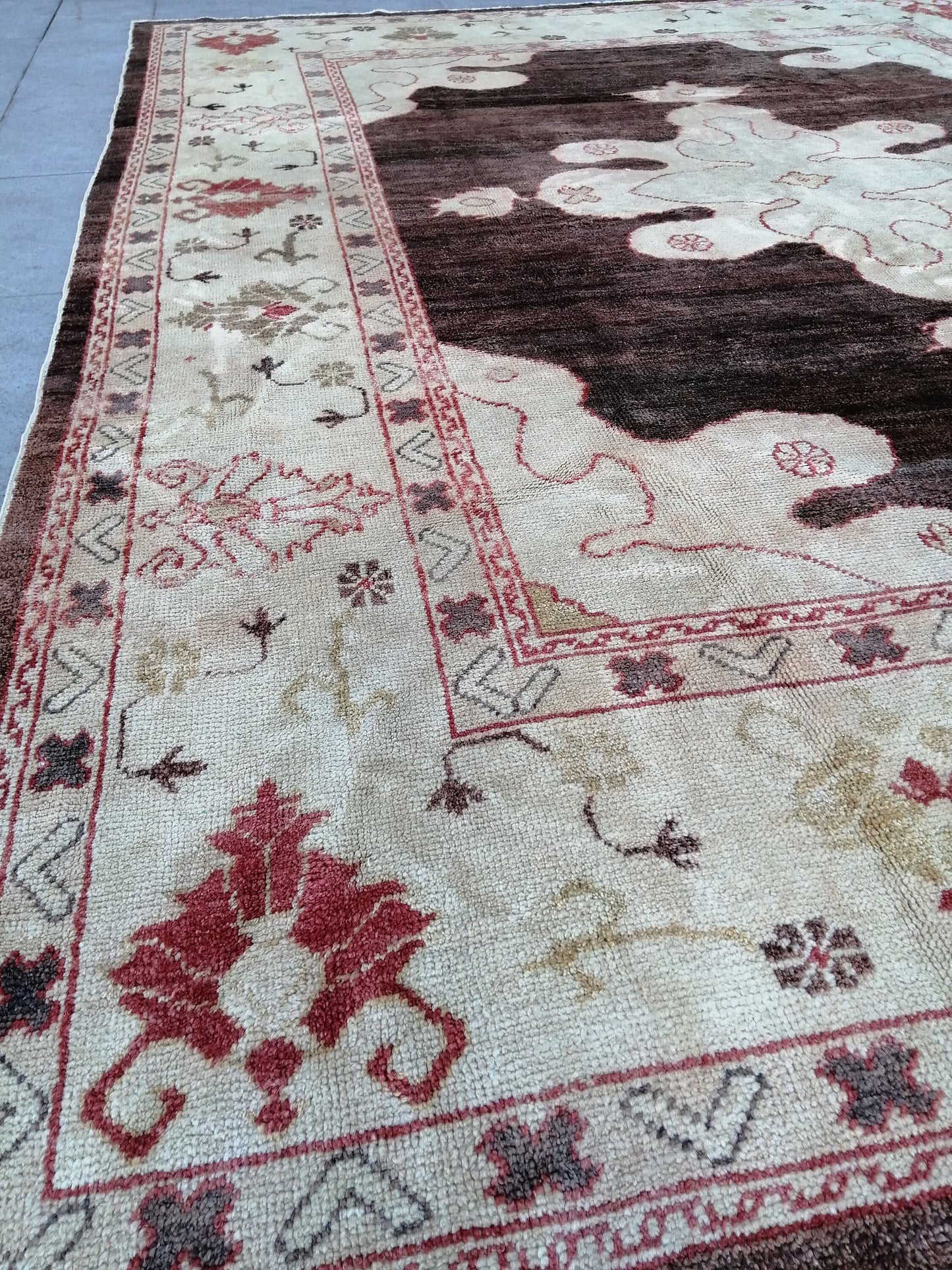 Large OUSHAK RUG, 9 x 11.8 TURKISH Oushak Rug, Vintage Oushak Rug Wool Oushak Rug Hand Made Rugs, Authentic Oushak Rug