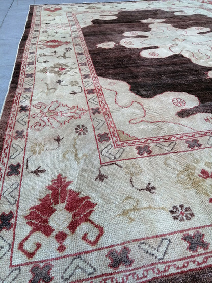 Large OUSHAK RUG, 9 x 11.8 TURKISH Oushak Rug, Vintage Oushak Rug Wool Oushak Rug Hand Made Rugs, Authentic Oushak Rug