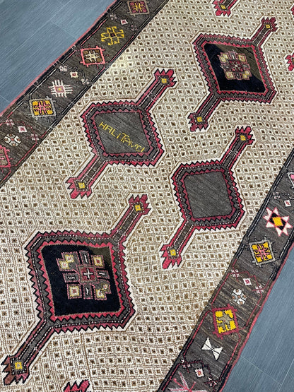 High Wool Pile Runner Rug 5 x 13.7 Turkish Runner Rug Large Vintage Runner Rug Hallway Runner Rug Muted Runner Rug Wool Oushak Runner Kars