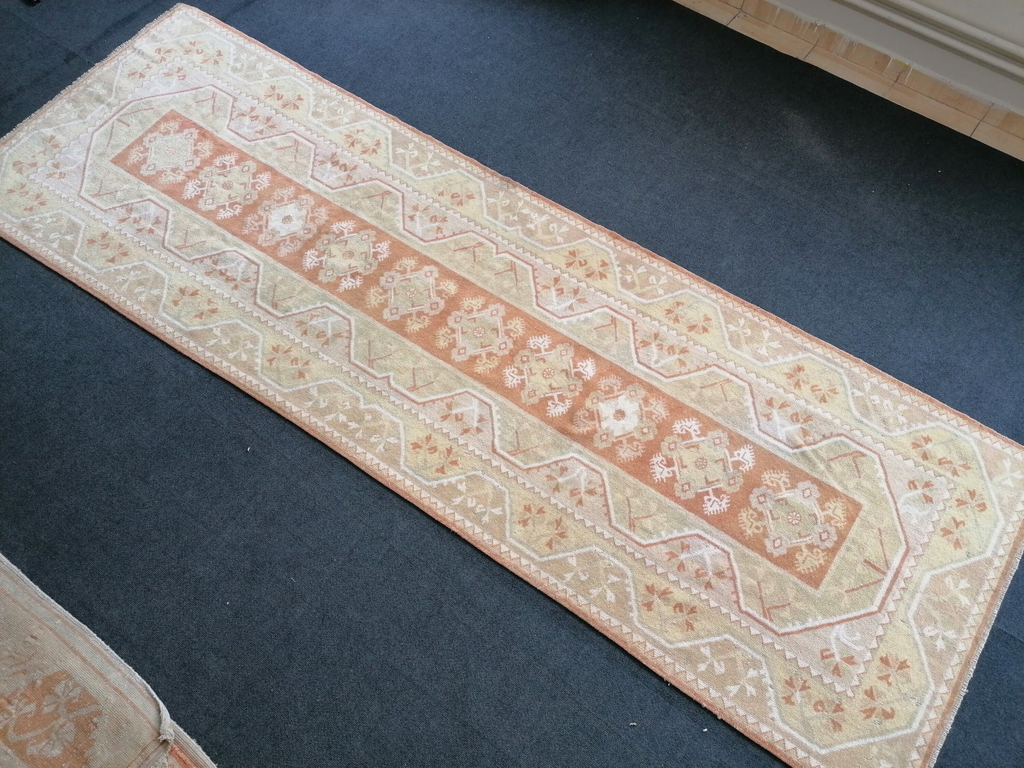 Runner rug 11'6x3'9 vintage kitchen runner hallway runner rug,oushak runner rug