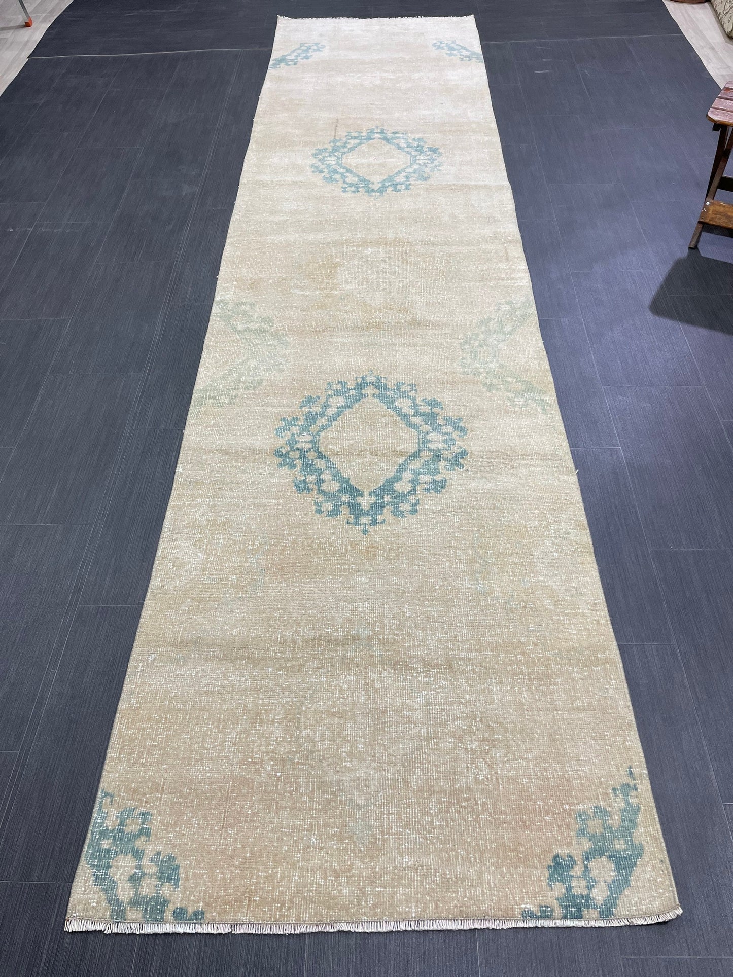 Muted Hand Knotted Runner Rug 3 x 12 Turkish Runner Rug Vintage Runner Rug Hallway Runner Rug Kitchen Runner Rug Handmade Runner Rug