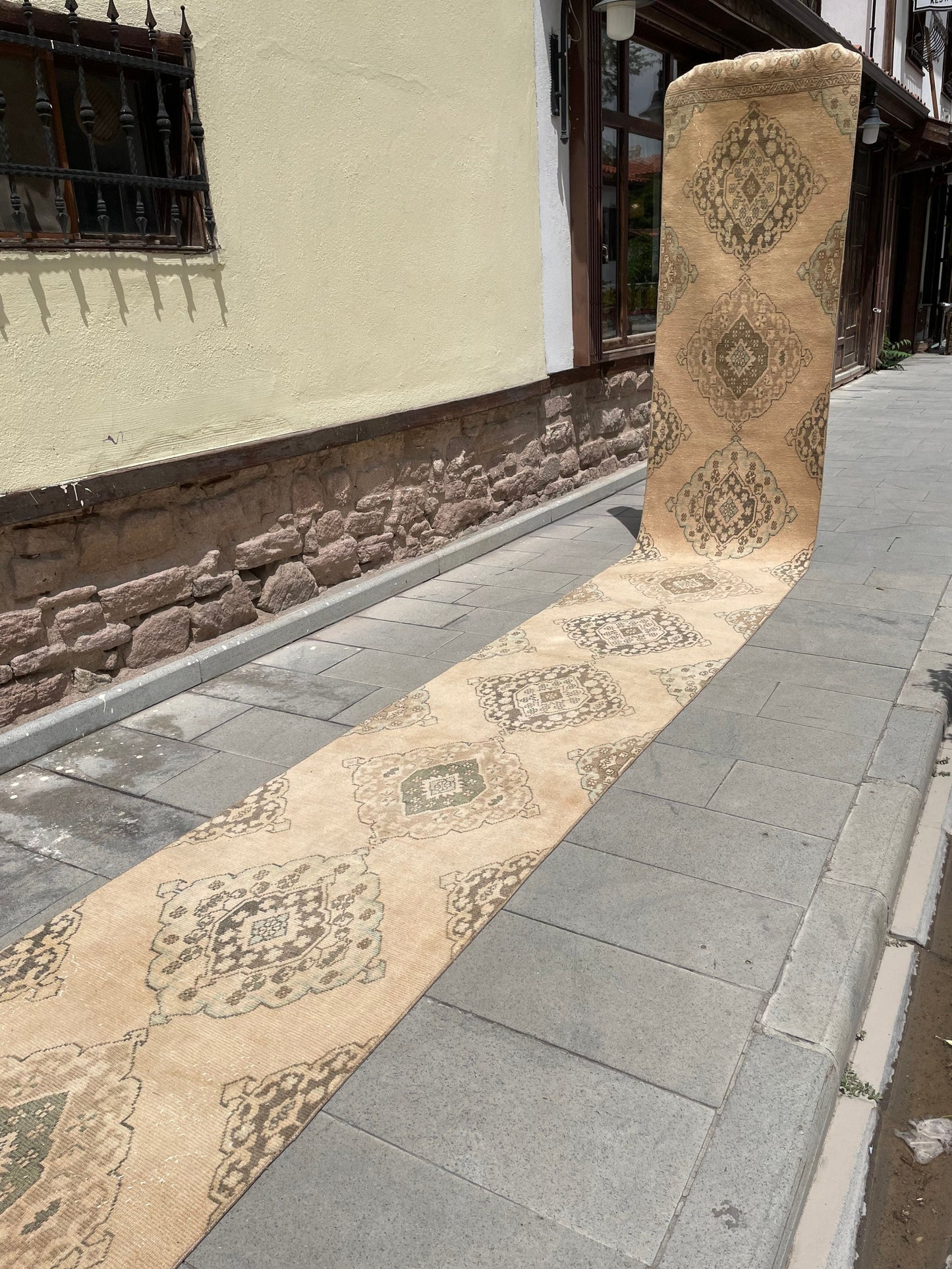 Muted XL Hand Knotted Runner TURKISH Stairs 2.8 x 24.2 Runner Rug Handmade Runner Rug XL Oriental Runner Rug Staircase Runner rug