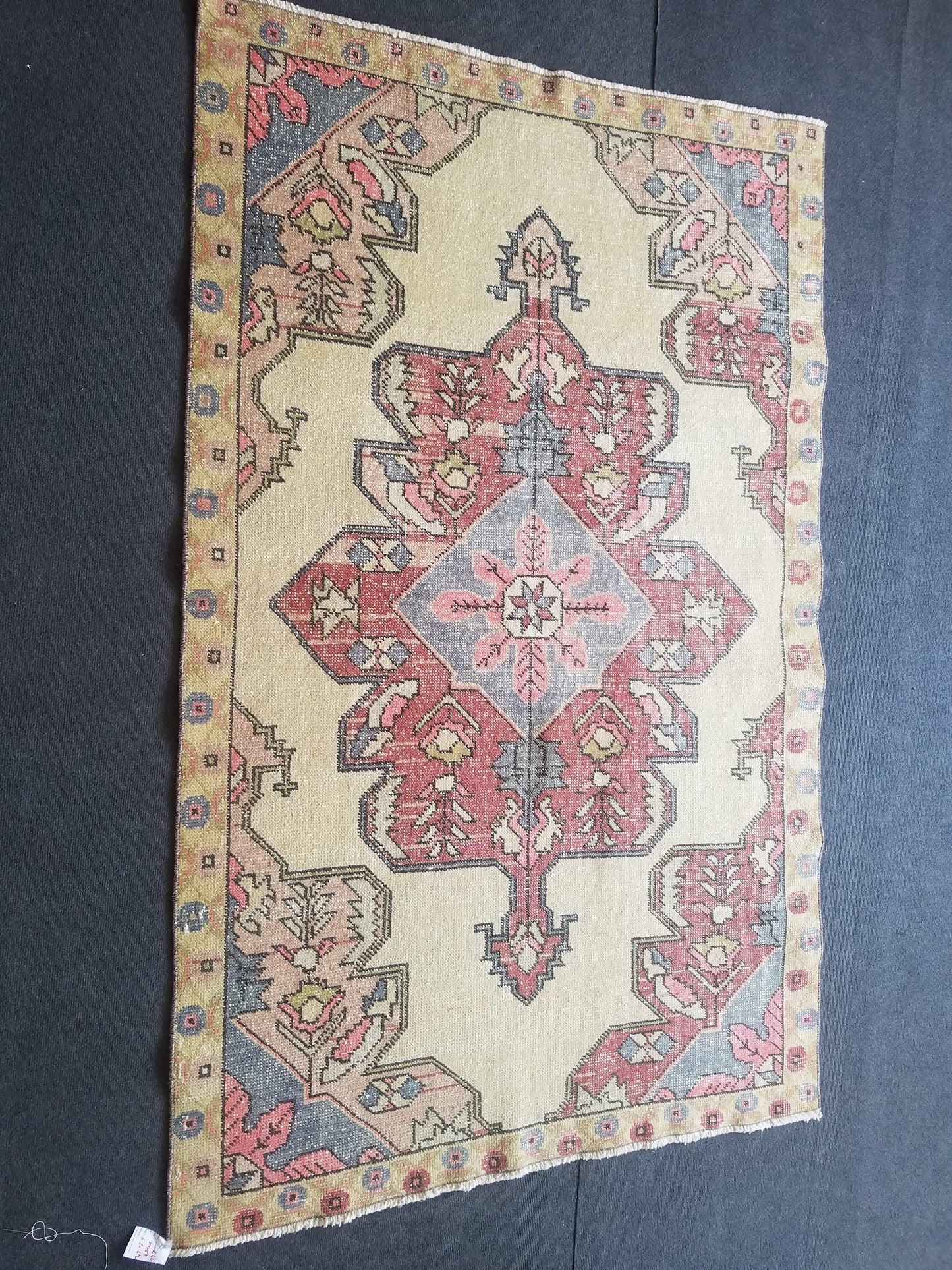 4x7 feet wool vintage rug, oushak bedroom rug, turkish living room rug, kitchen rug, bohemian rug, handmade lounge area rug, bathroom rugs