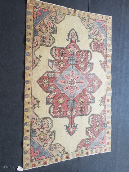 4x7 feet wool vintage rug, oushak bedroom rug, turkish living room rug, kitchen rug, bohemian rug, handmade lounge area rug, bathroom rugs