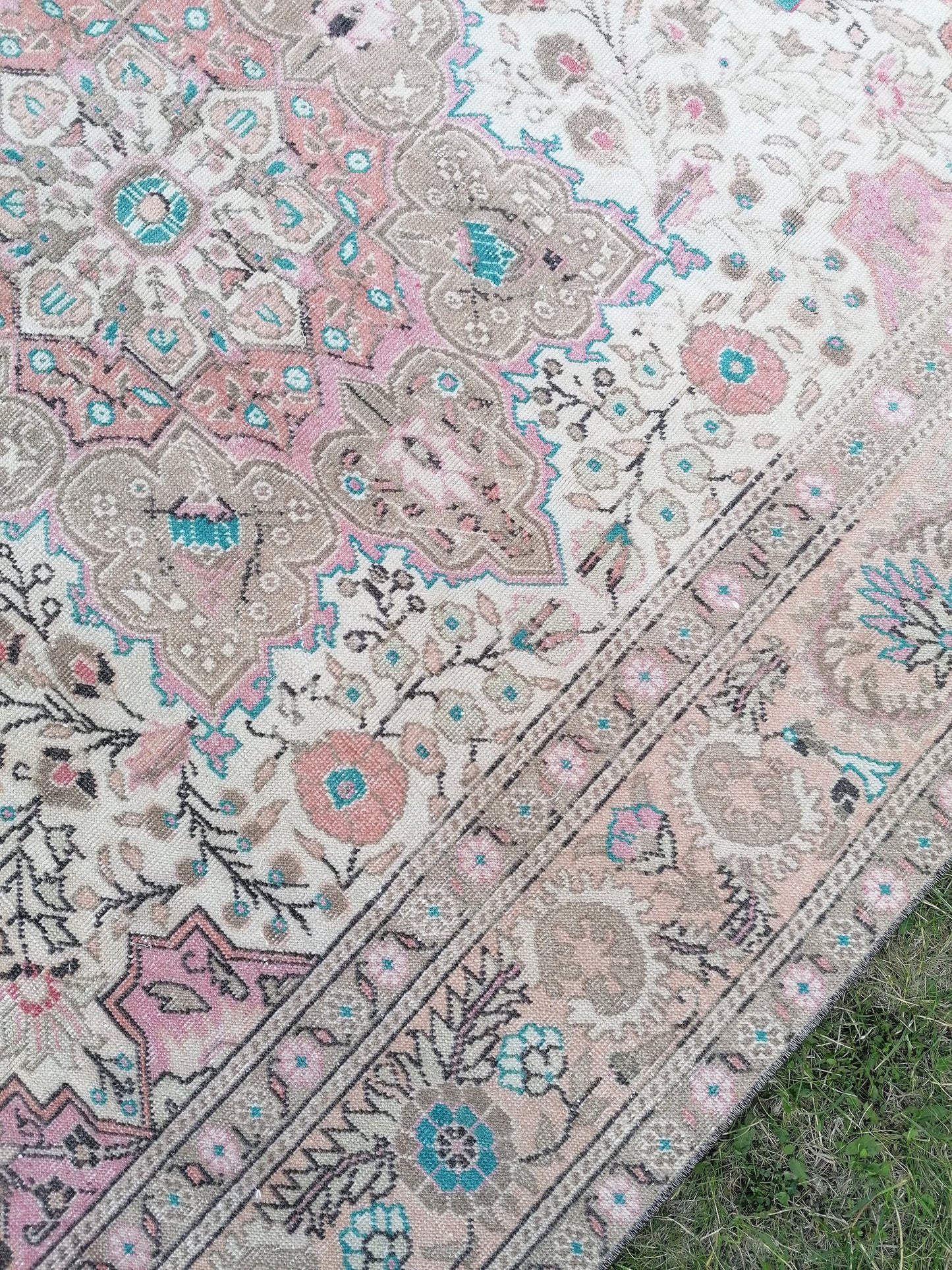 Oushak wool rug, vintage rug 4'7x7'6 kitchen rug, living room rug, handmade wool rugs