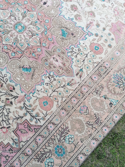 Oushak wool rug, vintage rug 4'7x7'6 kitchen rug, living room rug, handmade wool rugs