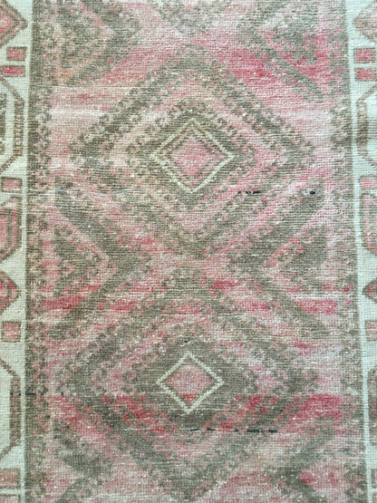 3x4 feet nautral faded turkish mini area rugs, handmade oushak bedroom rug, vintage red kitchen floor rug, small wide bathroom rug, wool rug