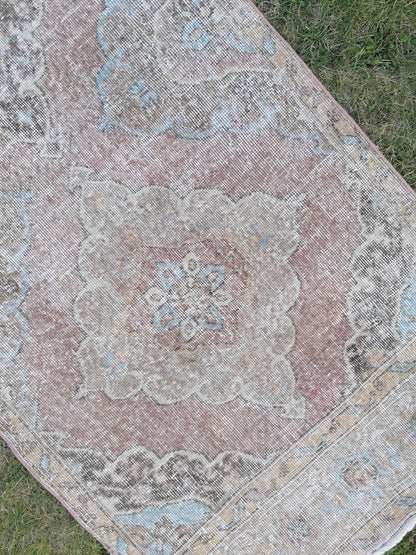 3'2x12'9 oushak turkish runner rug, kitchen wool runner rug ,vintage hallway rug, vintage hand made rug