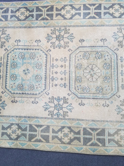 Oushak turkish rug 4'2x11 vintage wool rug, vintage oushak rug, vintage anatolian rug,unique hand made rug,kitchen rug