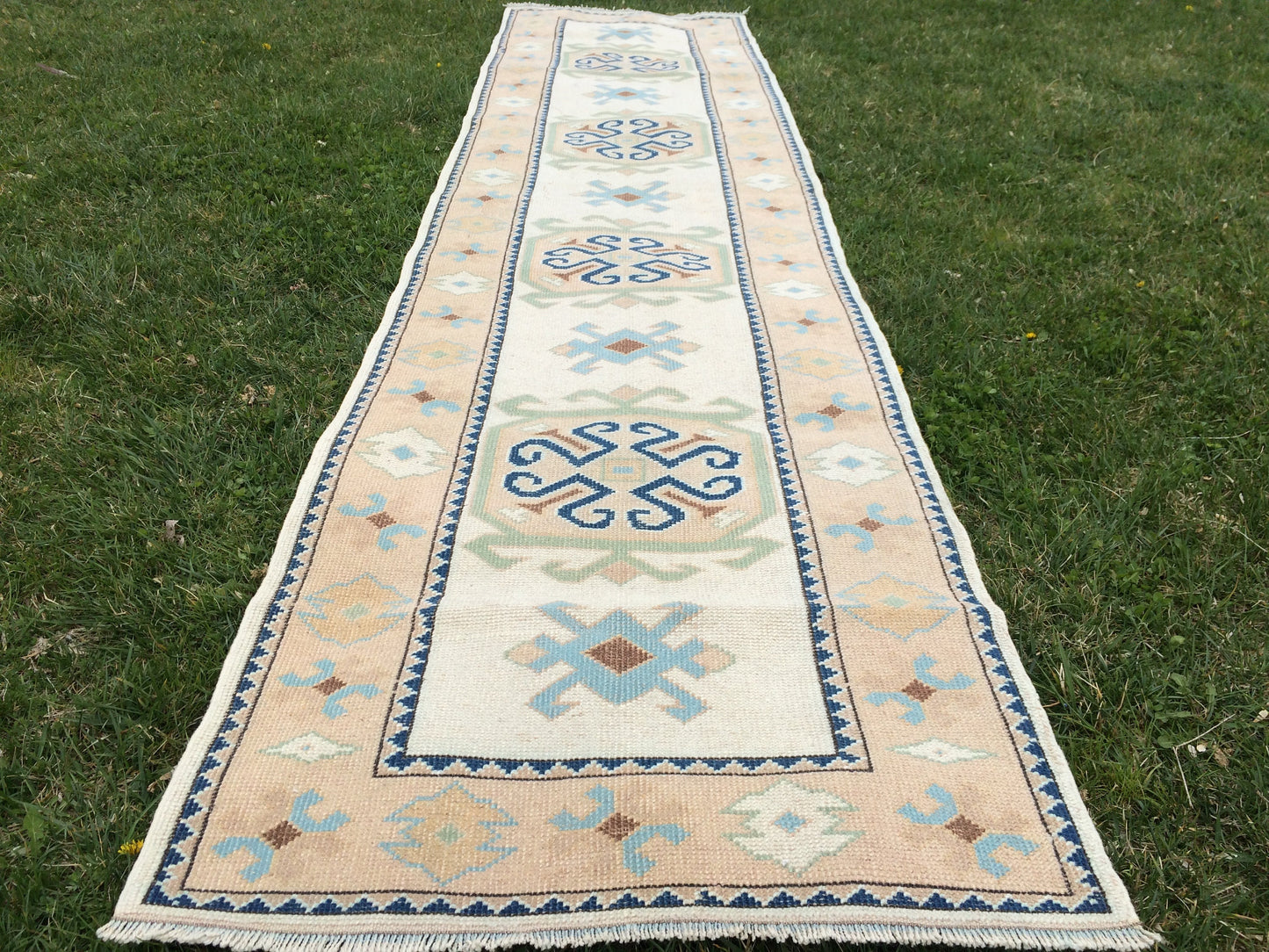 Muted Vintage Runner 3x11 Oushak RUNNER Rug, Turkish Rug, Hallway Runner Rug, Oushak Rug, Oushak Runner Rug, Wool Runner Rug, Faded Runner