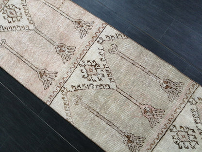MUTED Oushak Runner Rug 2.4 x  11.6 Vintage Runner Rug Hallway Runner Rug Kitchen Runner Rug Wool Runner Rug Wool Oushak Turkish Runner Rug