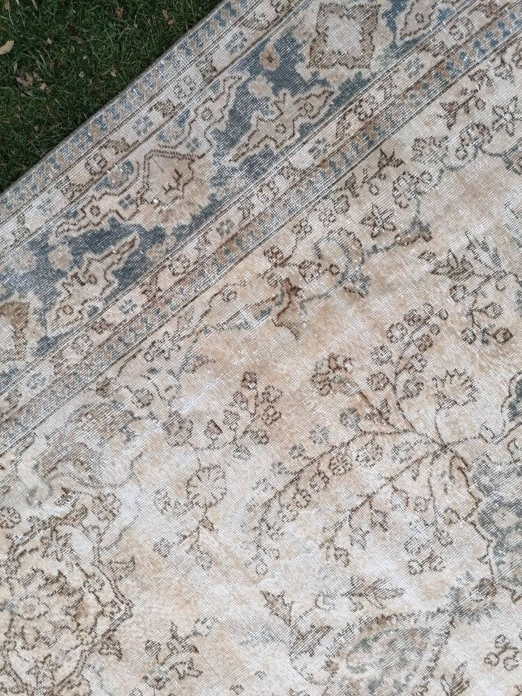 Large oushak wool rug 7'10x12'2 distressed vintage rug, turkish rug, living room rug