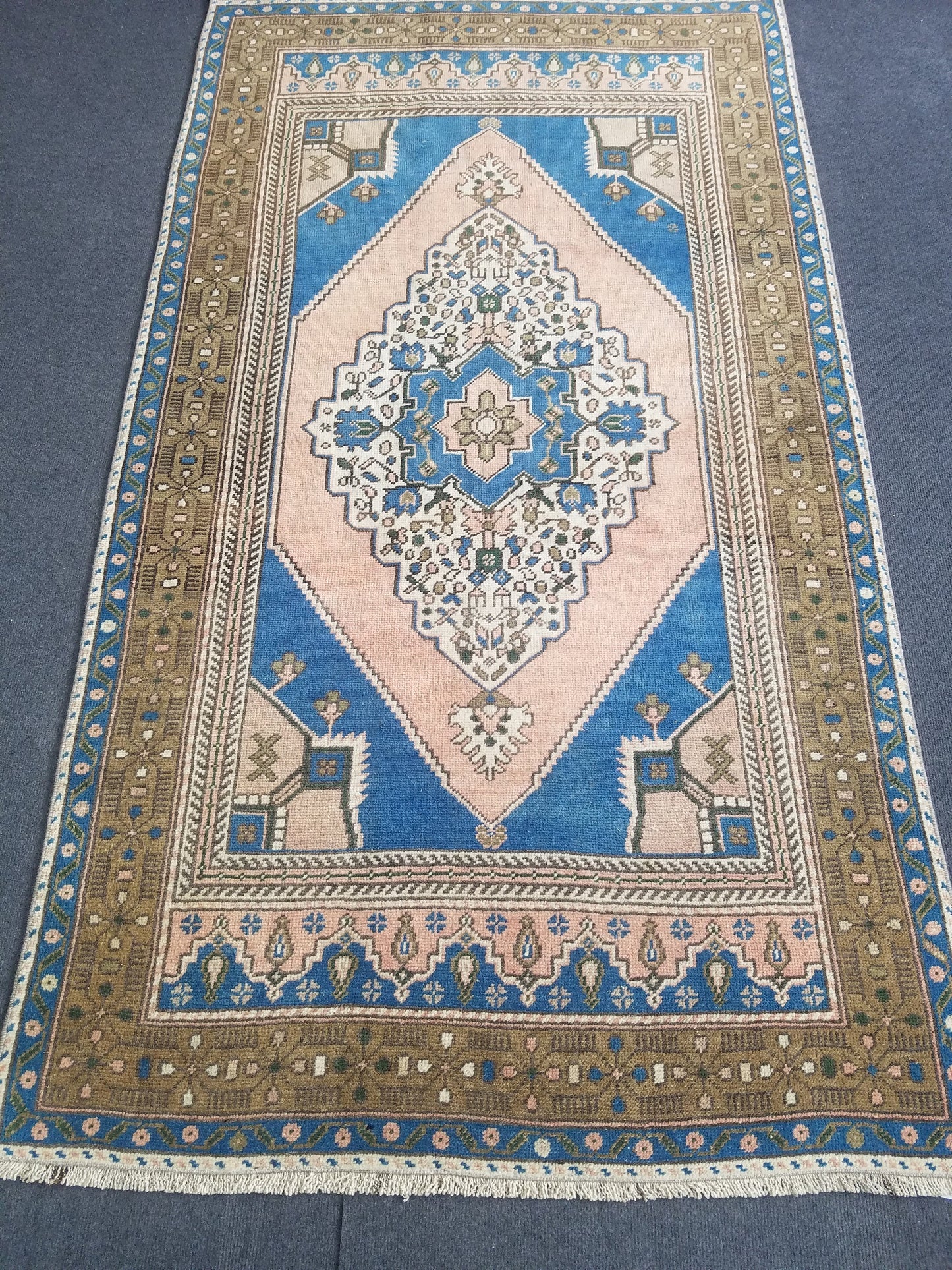 3.6 x 6.6 Turkish rug, vintage rug, vintage oushak rug, Hand Knotted Rug , Handmade Rug