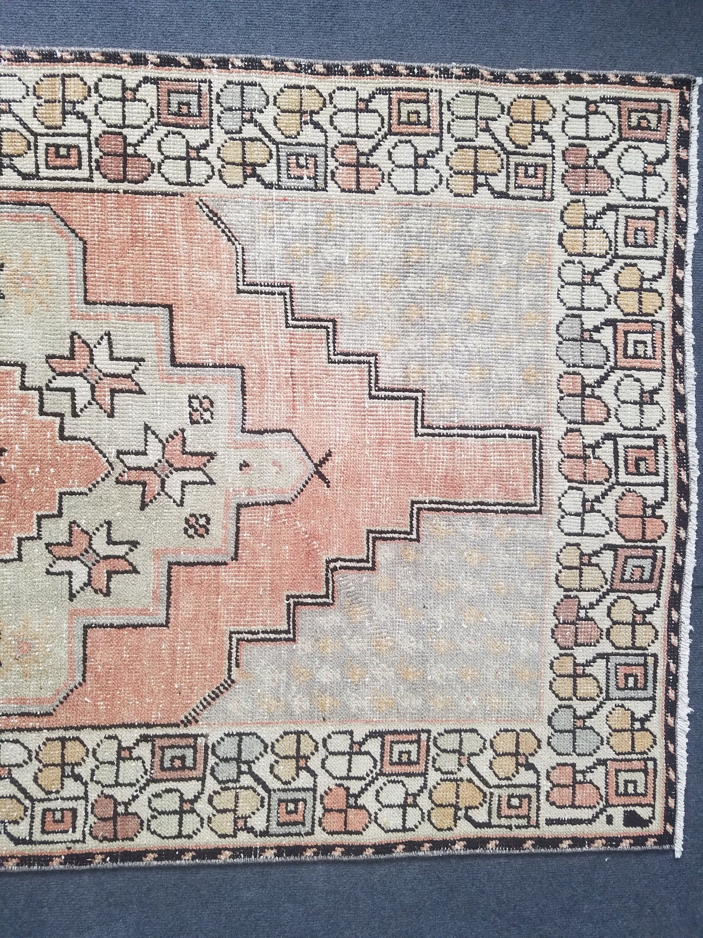 Pastel turkish rug, vintage area rug, oushak rug, wool rug,  handmade rug 6'6*3'6 feet